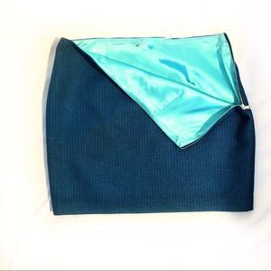 Tahari Blue Green Lined Mini Skirt